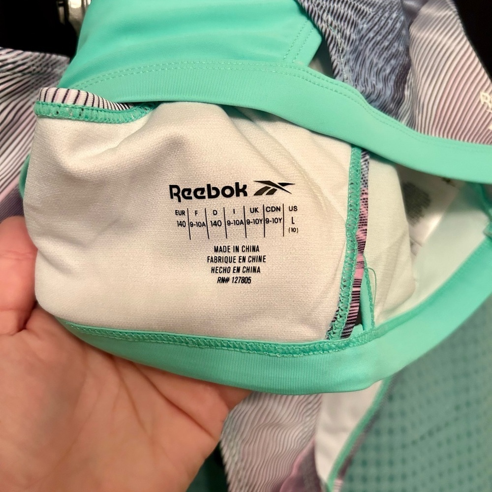 Reebok Girls 3-Piece Rash Guard Swim Set UPF 50+ - Mint & Black - NWT - Size 10 - Picture 11 of 12